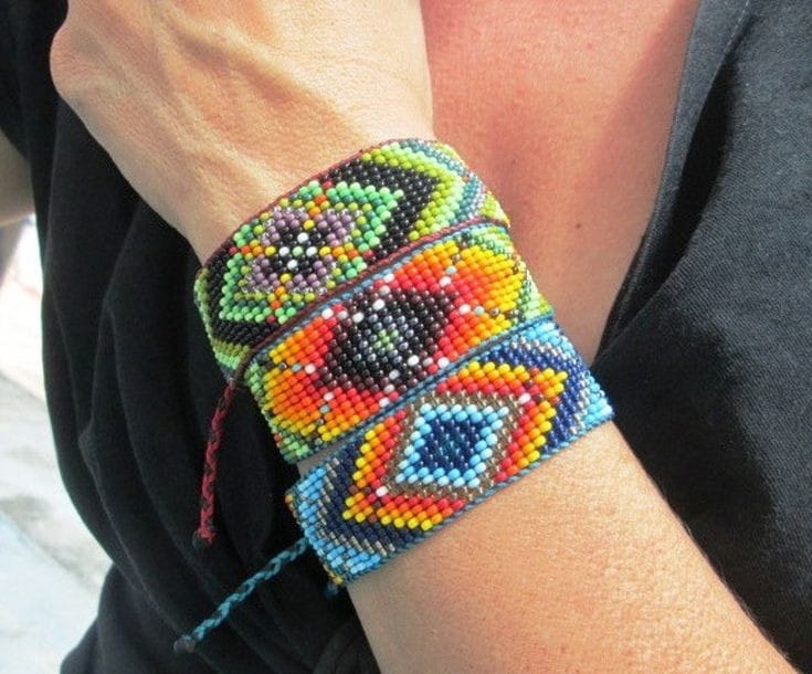 Unique Beaded Bracelets with one of a kind Andean Designs made by Ecuadorian Indigenous Women