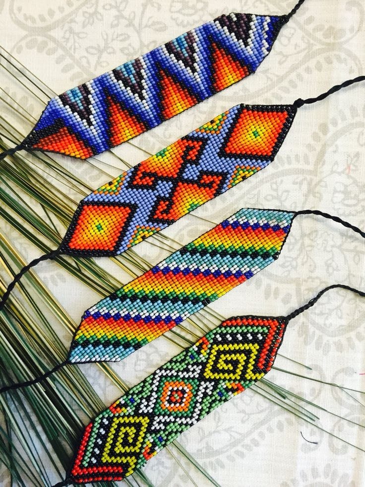 Andean Beaded Bracelets with unique Ayahuasca Designs made by Ecuadorian Indigenous Women