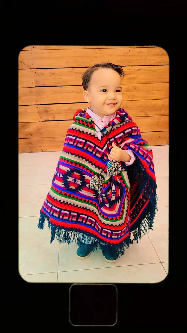 Alpaca Wool/Blend Poncho for Toddlers | Hooded | Unique Design | Handmade in Ecuador