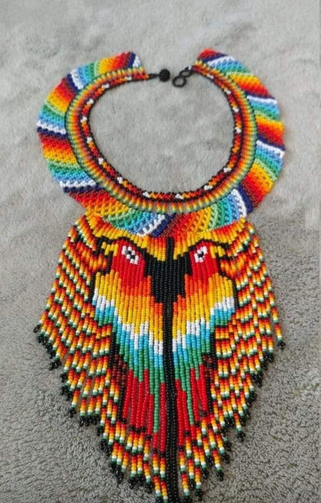 Colorful Necklace with Macaw Design Handmade by Ecuadorian Artisan Women 9