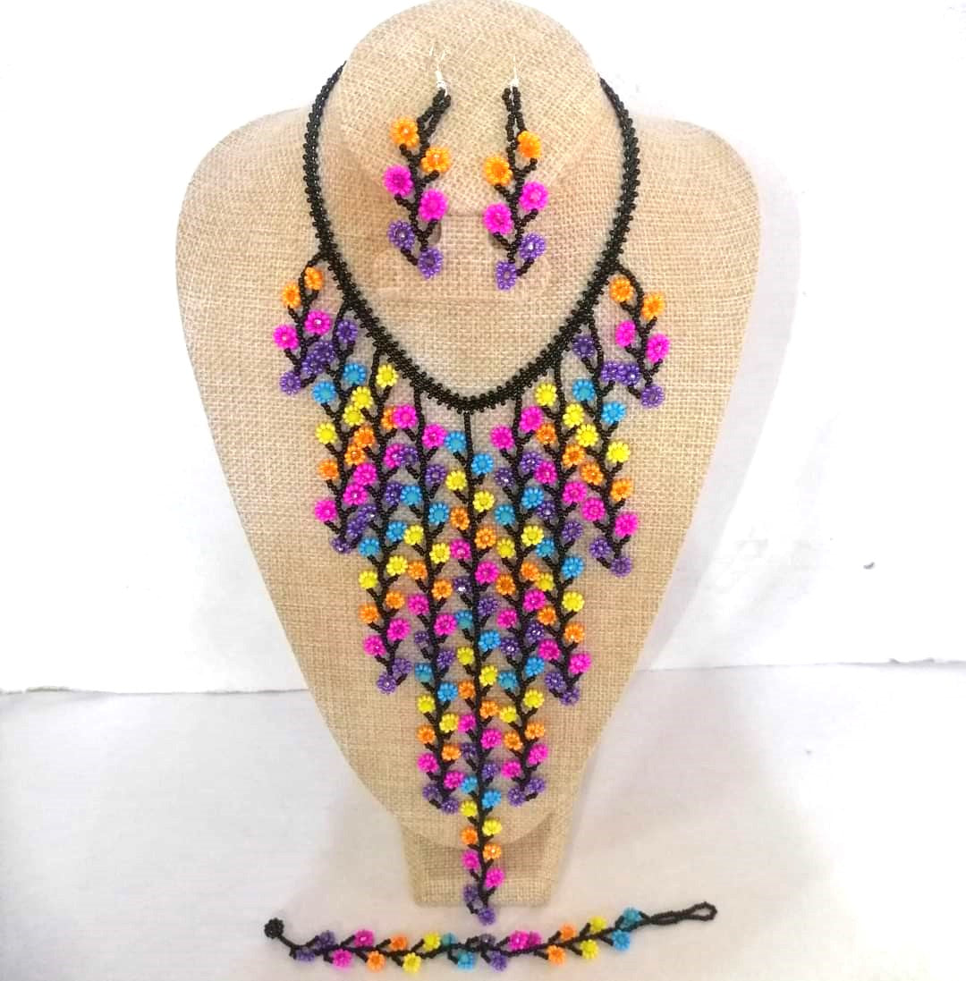 Colorful Set of Necklace and Earrings Handmade by Ecuadorian Artisan Women 12