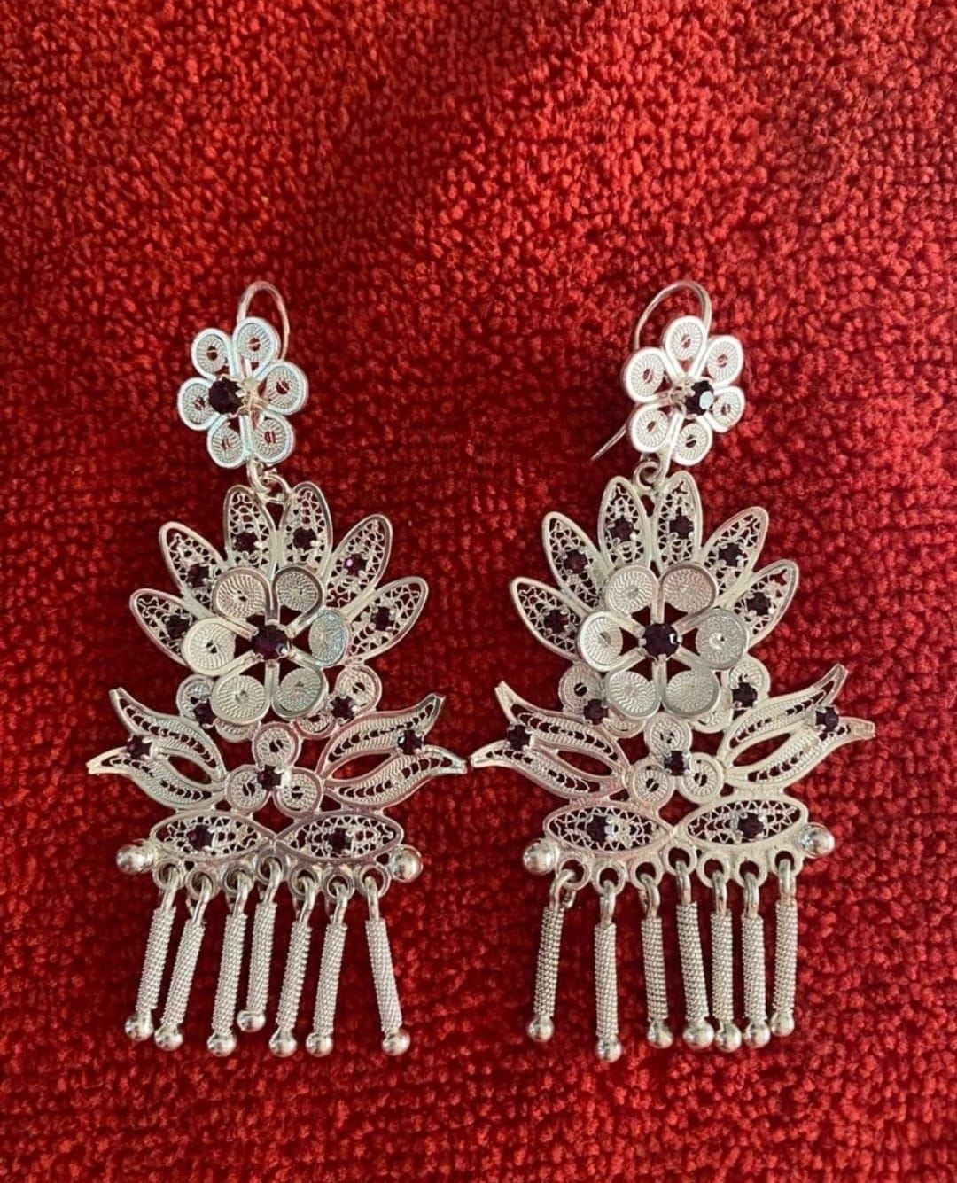Highly Elaborated Silver Filigree Earrings - Handcrafted in Ecuador by Andean Artisan Women